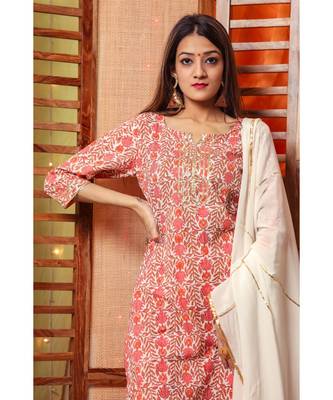 Melon Orange Floral Suit Set 4