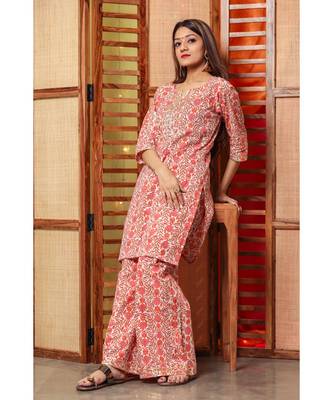 Melon Orange Floral Suit Set 5