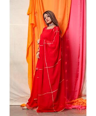 Rose Red Golden Gotta Skirt Dress With Dupatta 4