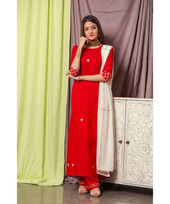 Cherry Red Gotta Design Suit Set 4