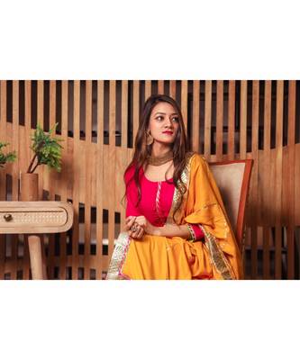 Ravishing Pink Gotta Suit Set With Yellow Dupatta 4