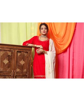 Hot Red Gotta Dress With White Dupatta 4
