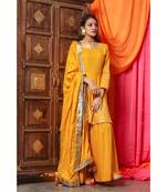 Bright Yellow Gotta Work Suit Set With Yellow Dupatta