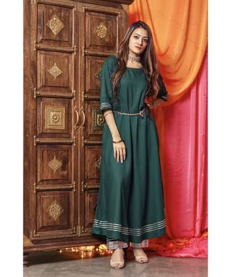 Hot Green Gotta Work Suit With Yellow Dupatta 4