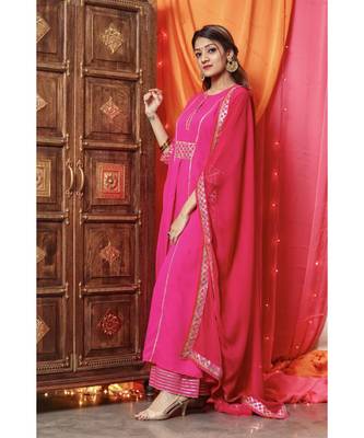 Beautiful Pink Gota Work Suit Set With Pink Dupatta 1
