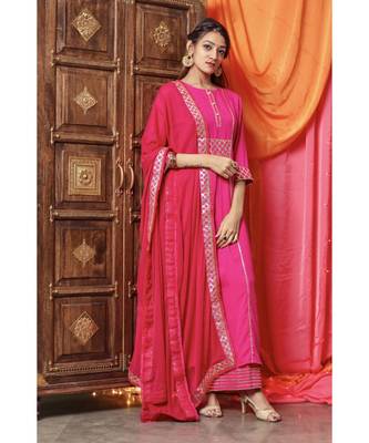 Beautiful Pink Gota Work Suit Set With Pink Dupatta 2