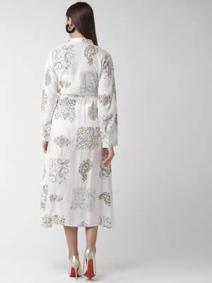 White printed viscose rayon maxi-dresses 2