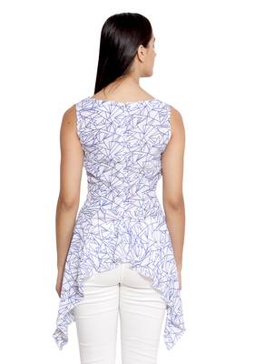 White printed polyester sleeveless-tops 3