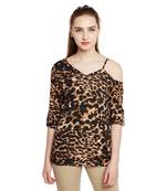 Brown printed cotton party-tops