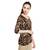 Brown printed cotton party-tops