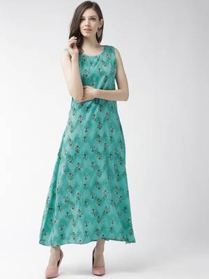 Green printed cotton maxi-dresses 4
