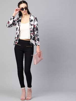 White floral print wool womens blezar 1