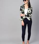 black floral print wool womens blezar