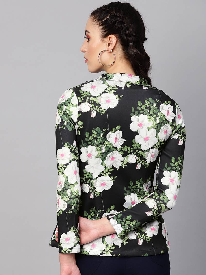 black floral print wool womens blezar