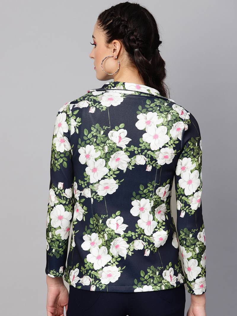 blue floral print wool womens blezar