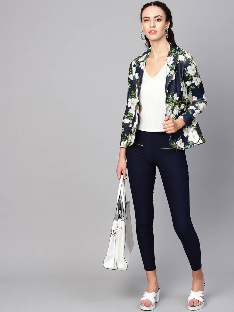 blue floral print wool womens blezar