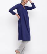 Blue Slit Gathers Kurta-Pant
