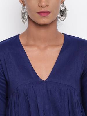 Blue Slit Gathers Kurta-Pant 5