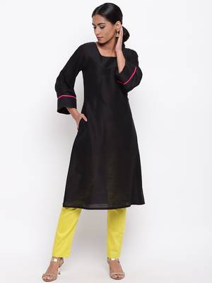 Black Broad Sleeve Kurta-Pant 1