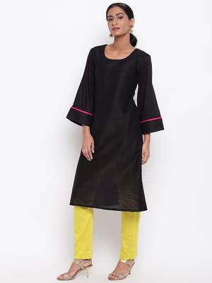 Black Broad Sleeve Kurta-Pant 2