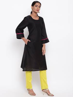 Black Broad Sleeve Kurta-Pant 3