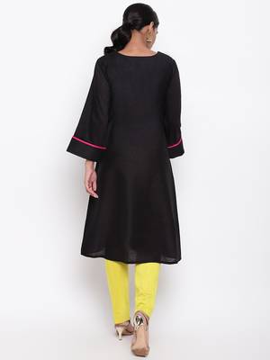 Black Broad Sleeve Kurta-Pant 4