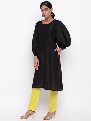 Black Puff Sleeve Kurta-Pant 2