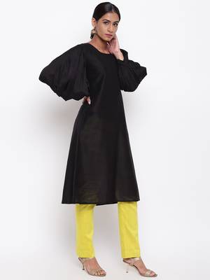 Black Puff Sleeve Kurta-Pant 3
