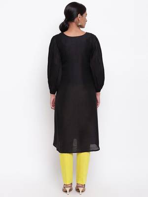Black Puff Sleeve Kurta-Pant 4
