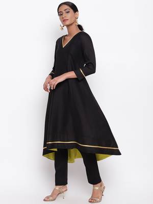 Black Pop Green Kurta-Pant 2
