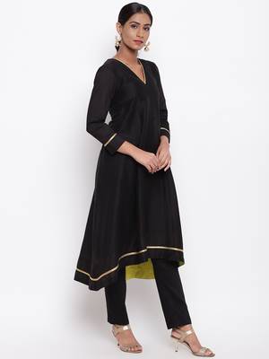 Black Pop Green Kurta-Pant 3