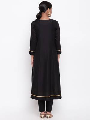 Black Pop Green Kurta-Pant 4