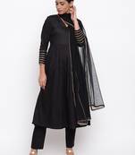 Black Embellished Sleeve Kurta-Pant-Dupatta