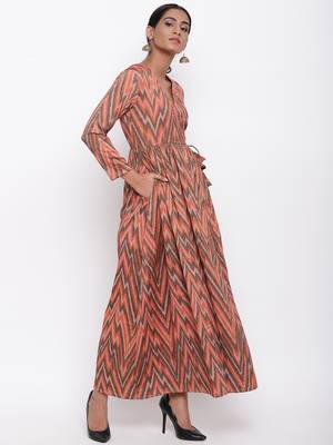 Orange Ikkat Dress 1