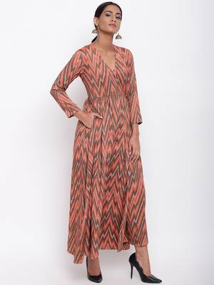 Orange Ikkat Dress 3