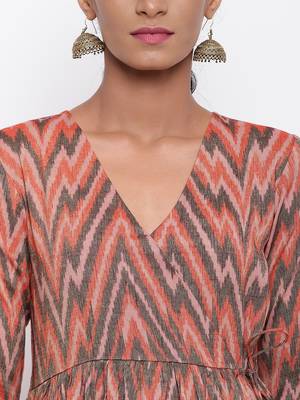 Orange Ikkat Dress 5