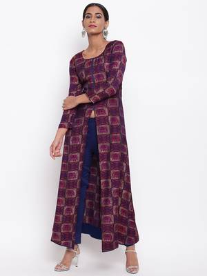 Pink Elephant Slit Kurta-Pant 1