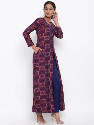 Pink Elephant Slit Kurta-Pant 3