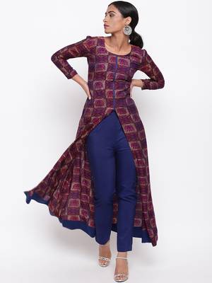 Pink Elephant Slit Kurta-Pant 5