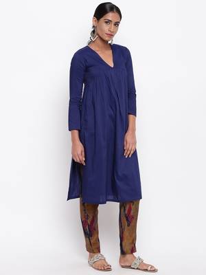 Blue Slit Kurta Print Pant 3