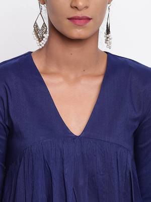 Blue Slit Kurta Print Pant 5
