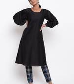 Black Puff Sleeve Kurta Check Pant