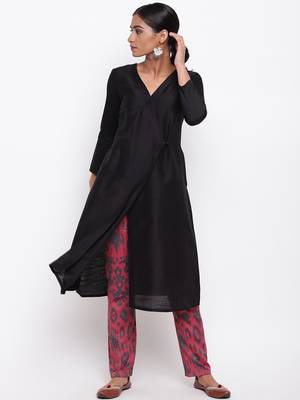 Black Angrakha Red Print Pant 1