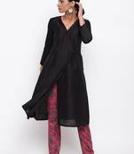 Black Angrakha Red Print Pant