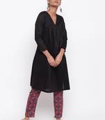 Black Slit Kurta Red Flower Pant