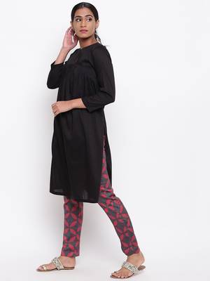Black Slit Kurta Red Flower Pant 2