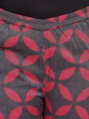 Black Slit Kurta Red Flower Pant 6