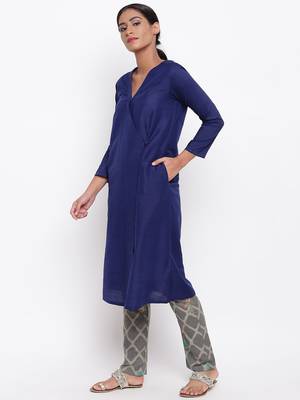 Blue Angrakha Grid Foil Pant 2