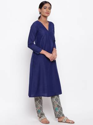 Blue Angrakha Grid Foil Pant 3