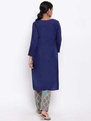 Blue Angrakha Grid Foil Pant 4
